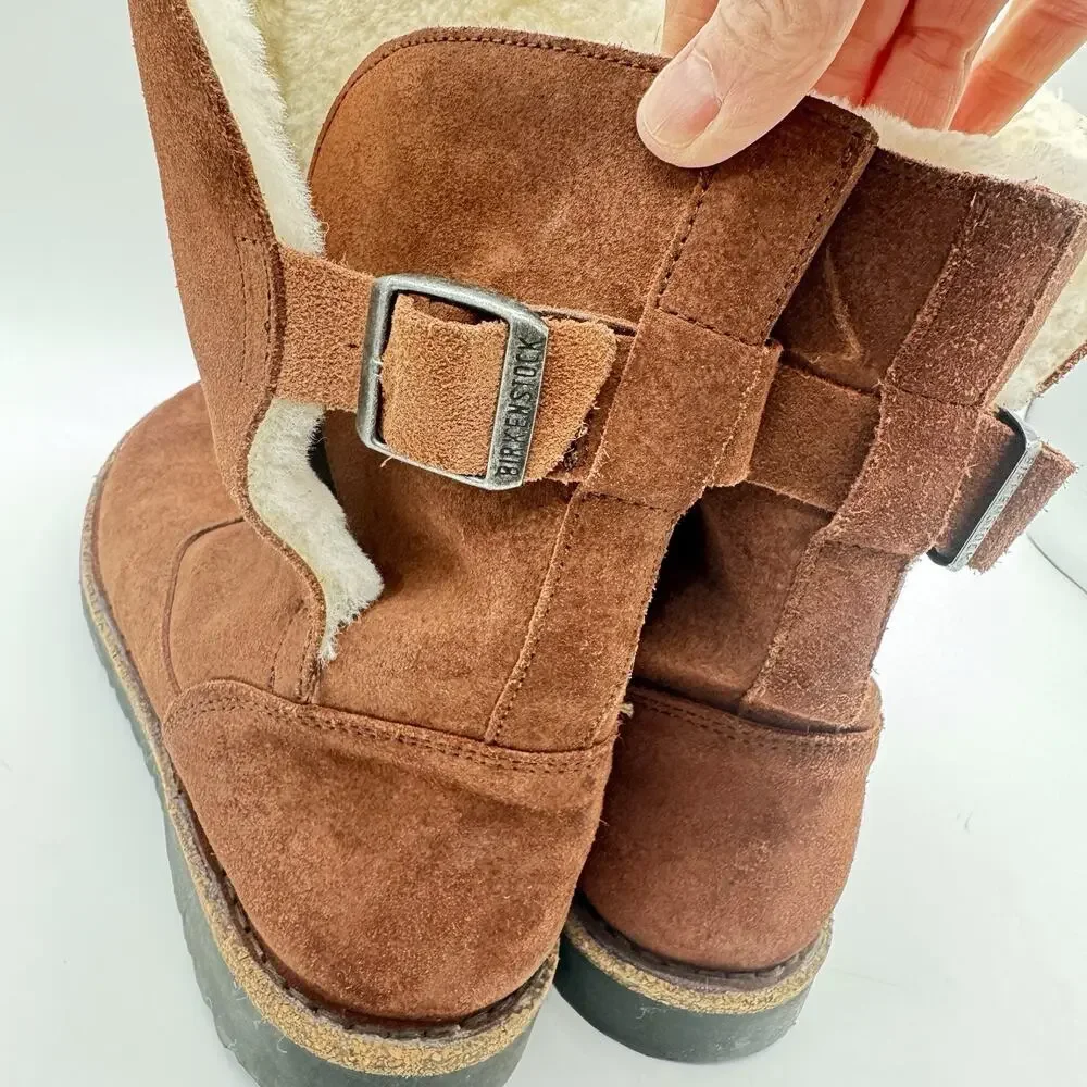 Birkenstock Size 40(10) Uppsala Shearling Suede Leather Boots Expresso